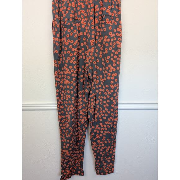 Anthropologie Lilka Jumpsuit Ditzy Floral Print Flouncy Gray Orange Size S - Picture 7 of 13